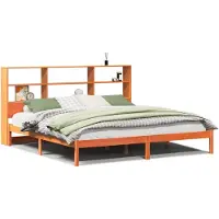 vidaXL Bed met boekenkast zonder matras grenenhout wasbruin 200x200 cm