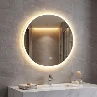 Costway Spiegels voor in de badkamer, wandspiegel met verlichting, badkamerspiegel met 3 lichtkleuren, traploos dimbaar, anti-condens, 70 cm