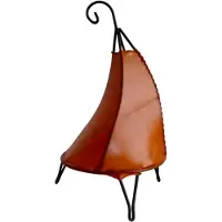 SIMANDRA Oosterse lamp, hennalampe, Marokkaanse lederen lamp, tafellamp, vloerlamp, Henna Tissir, effen, 35-38 cm, oranje