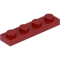 LEGO 1x4 Platte steen 3710 - 100 stuks, donkerrood