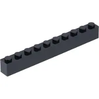 LEGO 100 stuks 6111, steen/blok 1x10, basisstenen, 100 zwarte stuks
