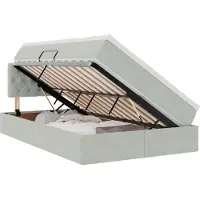 vidaXL LED opbergbed met matras Lichtgrijs 120 x 200 cm Fluweel