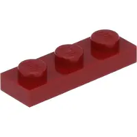 LEGO 1x3 Platte steen 3623 - 100 stuks, donkerrood