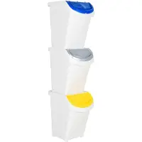 The Living Store Stapelbare Afvalbakken - 120 L - Polypropyleen - Wit