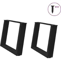 Syfax Salontafelpoten 2 st U-vormig 70x(42-43) cm staal zwart