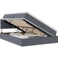 vidaXL LED opbergbed met matras Donkergrijs 140 x 190 cm Fluweel