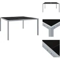 vidaXL Tuintafel 130x130x72 cm, grijs, staal en glas - Tuintafels