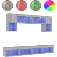 Syfax 6-delige Tv-wandmeubelset met LED grijs sonoma eikenkleurig
