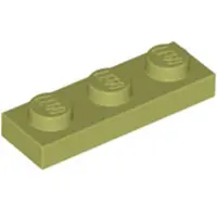 LEGO 1x3 Platte steen 3623 - 100 stuks, olijfgroen