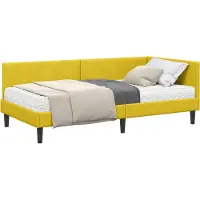 Syfax Hoekbedframe met Matras 2 st Geel 100 x 200 cm Fluweel