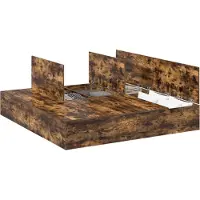 vidaXL Opbergbedframe met opslag Rook Eiken 200 x 200 cm Bewerkt hout