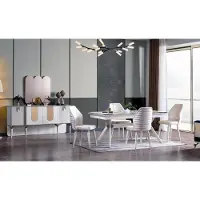 AEA Esszimmer Set Esstisch + 6x Stühle + Anrichte Modern 8 tlg