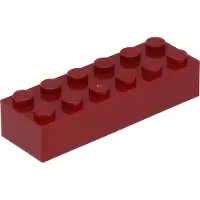 LEGO 2x6 steen 2456 - 100 stuks, donkerrood