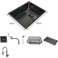 OEM Keukenwastafel, roestvrij staal, model met één kom, 60x43 cm (breedte)