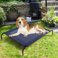 Northio Hondenbed voor buiten, tuinstoel voor honden, buitenbank voor honden, grijs, 110 x 80 x 18 cm, metaal