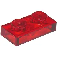 LEGO 250x 1x2 Platen 3023 - Transparante plaat - Rood - Transparant-Rood