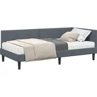 Syfax Hoekbedframe met Matras 2 st Donkergrijs 80 x 200 cm Fluweel