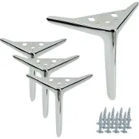 B&B 4 meubelpoten, elegant, hoogglanzend zilverkleurig chroom, 18 cm hoog, met vloerbescherming, geschikt voor banken, tv-meubels en kasten. Minimalistisch design, eenvoudige montage