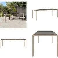 vidaXL Tuintafel Beige, 250x100x75 cm, met glasplaat en polyrotan - Tuintafel - Tuintafels - Buitenmeubel - Terrastafel