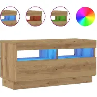 vidaXL Tv-meubel met LED 80x35x40 cm bewerkt hout artisanaal eiken