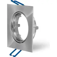 Braytron 10x Ultra-platte inbouwframe, vierkant, geborsteld roestvrij staal. Inbouwspots, 80x80mm. Inbouwverlichting inclusief 10x 5W GU10 LED lampen, neutraal wit. Plafondspots