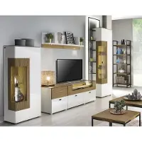 AEA s Wohnwand TV-Lowboard 2x Vitrine Komplett Wohnzimmer Set 5tlg