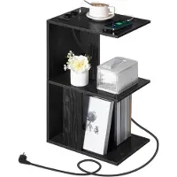 Sonstiges Salontafel met oplaadstation en LED-sensorlamp, zwart