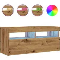 vidaXL Tv-meubel met LED 90x35x40 cm bewerkt hout artisanaal eiken