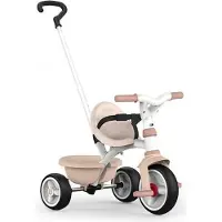 Smoby Driewieler, verstelbare duwstang, geschikt voor kinderen van 15 maanden tot 3 jaar, stille wielen, Be Move Rose