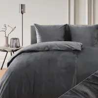 Blumtal beddengoed, 200x200 en 2x 80x80 cm, zachte fleece kwaliteit met een kasjmierachtige touch, in donkergrijs