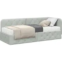 Syfax Hoekbedframe Lichtgrijs 80 x 200 cm Fluweel