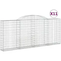 vidaXL Schanskorven 11 st gewelfd 300x30x120/140 cm ijzer