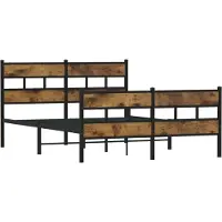 vidaXL Bedframe zonder matras metaal gerookt eikenkleurig 140x190 cm