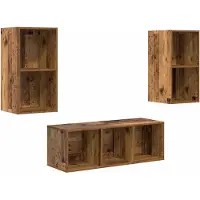Syfax Tv-meubelset Wandgemonteerd 3 pcs Oud Hout Bewerkt hout