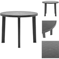 vidaXL Tuintafel, antraciet, 89 cm, kunststof - Tuintafels