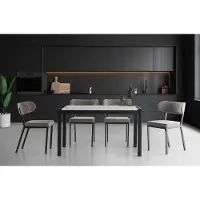 AEA Essgruppe Esszimmer Tisch Essecke Esstisch Holztisch Stühle 5tlg Grau