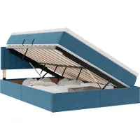 vidaXL Opbergbed met hoofdeinde Donkerblauw 140 x 200 cm Fluweel
