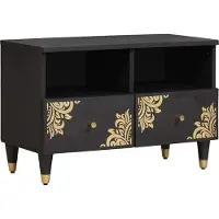 Syfax TV-kast met lade Zwart 70 x 33 x 46 cm Massief Mango Hout