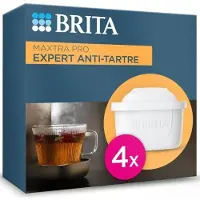 Brita MAXTRA PRO Expert anti-kalk filterpatronen, 4 stuks, tot 600 liter gefilterd water, vermindert kalkaanslag, 50% biologisch afbreekbaar