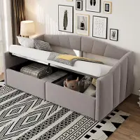 STILVORA Gestoffeerd bed 90x200 cm – Slaapbank Met Hydraulische Opbergruimte – Lattenbodem & Armleuningen – Fluweel – Lichtgrijs – Zonder matras