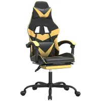 vidaXL Gamestoel met voetensteun kunstleer zwart en goudkleurig