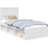 vidaXL Bedframe met hoofdeinde, wit, 75 x 190 cm, massief dennenhout