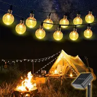 Salcar Solarverlichting, 5 meter, 20 LED-bollen, voor tuin, feestjes en kerstdecoratie, warm wit. Solarverlichting voor buiten