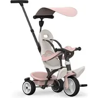 Smoby Driewieler, Baby Balade Rose, 3-in-1, veiligheidsgordel, verstelbare stuurbegeleiding voor ouders, geschikt voor kinderen van 10 maanden tot 3 jaar, stille wielen, verstelbaar zonnedak