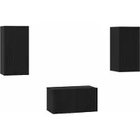 Syfax Tv-meubelset Wandgemonteerd 3 pcs Zwart Eiken Bewerkt hout
