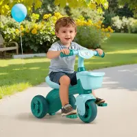 Costway Driewieler voor kinderen, driewieler met bel, pedalen, manden voor- en achteraan, stuurwiel-driewieler voor kinderen vanaf 2 jaar (groen)