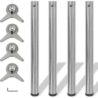 Syfax Tafelpoten in hoogte verstelbaar geborsteld nikkel 710 mm 4 st