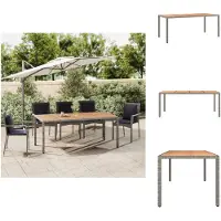 vidaXL Tuintafel met houten blad, grijs, van polyrotan en massief acaciahout - Tuintafels