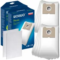 WORWO Vervangingsstofzuigzakken voor Philips Triathlon Turbo – 8 stuks PMB01 + 2 stuks inlaatfilters
