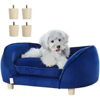 Markenlos Huisdierenbank - Zachte, fluweelachtige hondenbank - Geschikt voor middelgrote honden en katten - Draagvermogen: 37 kg - Donkerblauw